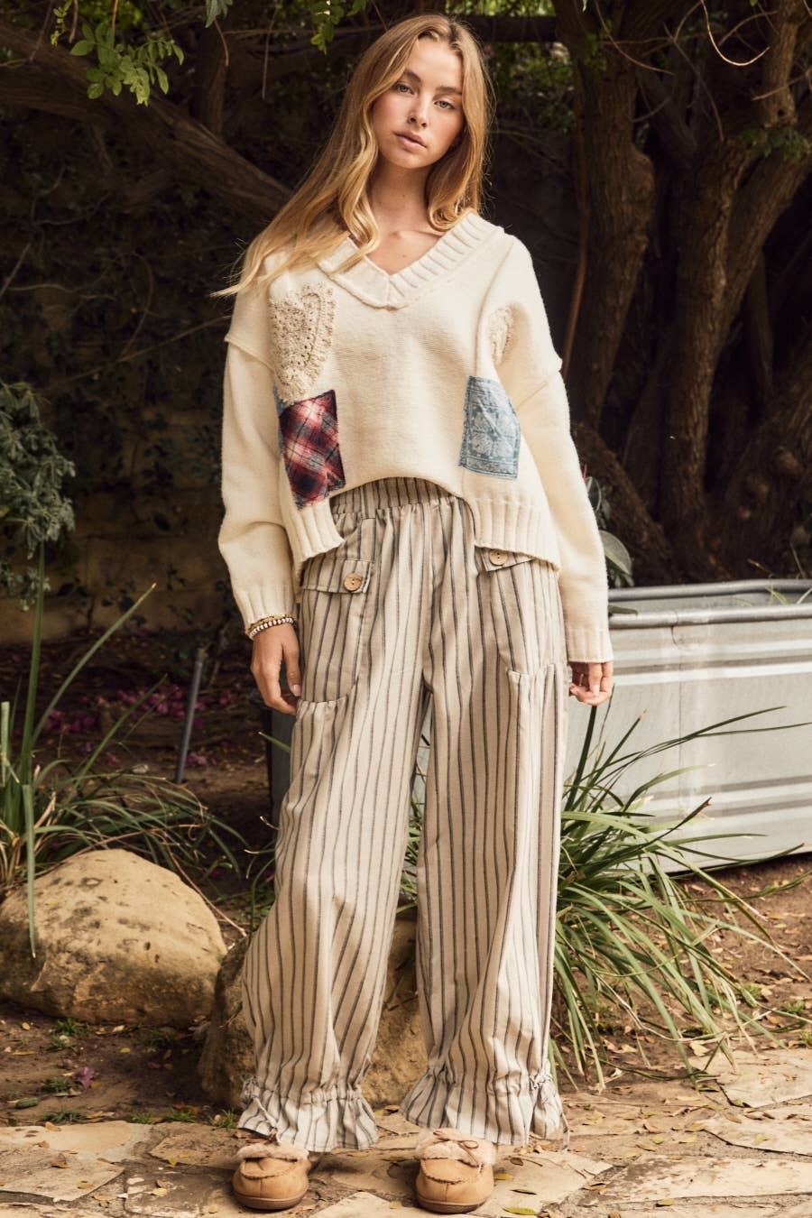 Plus Patchwork Knit Sweater